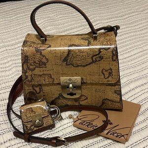 Patricia Nash Arlington Leather Satchel in the European Map print